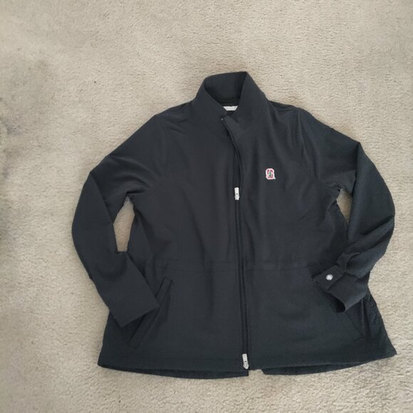 Peter Millar XL Womens Stanford Golf Wind Black Collared Jacket Full Zip LE0CZ10 - Picture 1 of 6